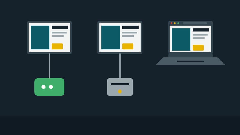 Three screens with the same content: an Android box, a mini PC and a notebook with a browser window
